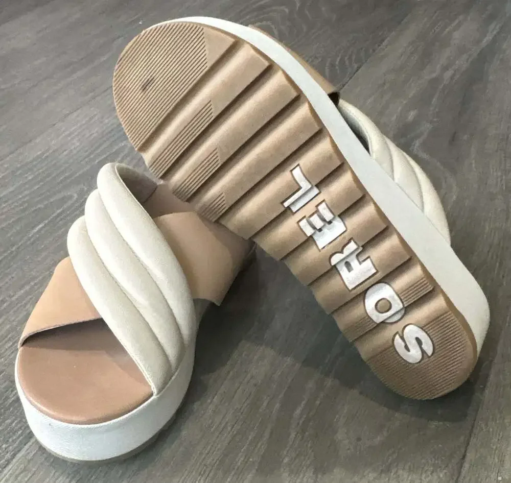 Sorel Cameron Puff Leather Wedge Sandals